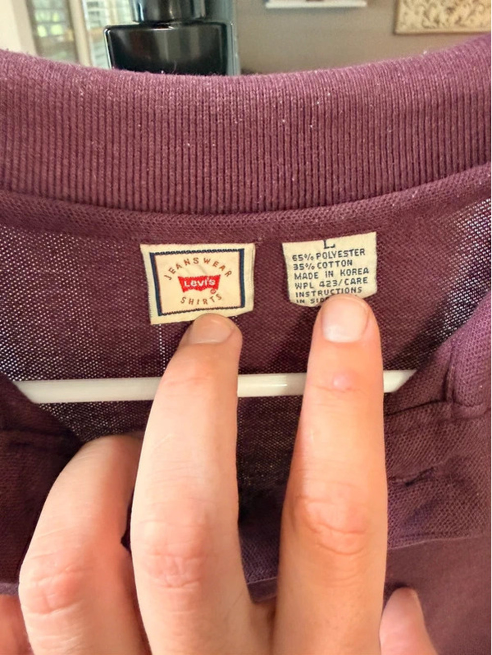 Vintage Levi’s Menswear Polo Shirt Large Burgundy 65/35 Made in Korea